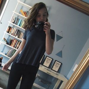 Open Side Grey Ribbed Tee